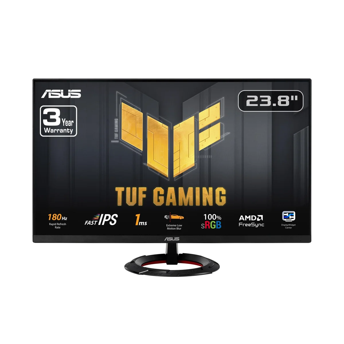MONITOR GAMER PLANO ASUS TUF GAMING VG249Q3R, 23.8' FULL HD FAST IPS, TASA DE REFRESCO 180HZ, TIEMPO DE RESPUESTA 1MS, PUERTOS: H - 1
