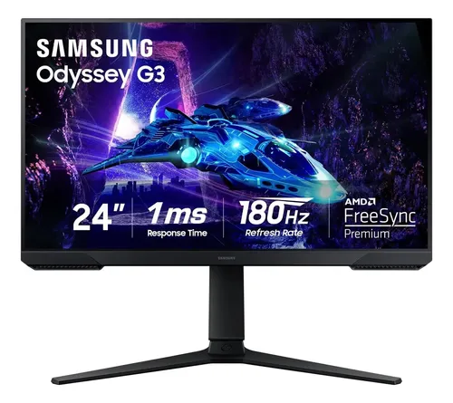 MONITOR GAMER SAMSUNG 24' ODYSSEY G3, PANTALLA PLANO FULL HD, PANEL VA, 180HZ, 1MS - 1