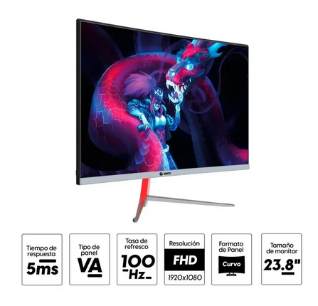 MONITOR TEROS TE-2402S 24' CURVO FULL HD, PANEL VA, 100HZ, 1MS, COLOR PLATEADO - 2
