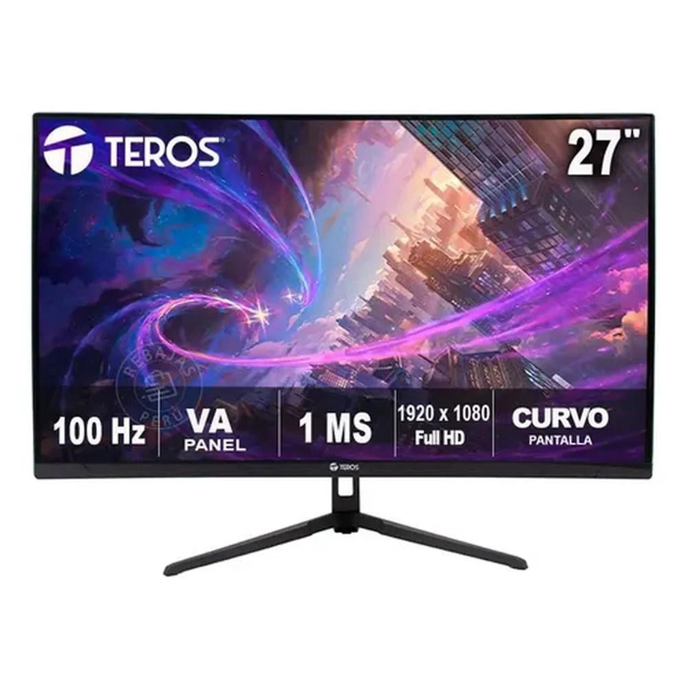 MONITOR TEROS TE-2732S 27' CURVO, FULL HD, PANEL VA, 100HZ, 1MS, HDMI, VGA, VESA, FREESYNC, COLOR NEGRO - 1