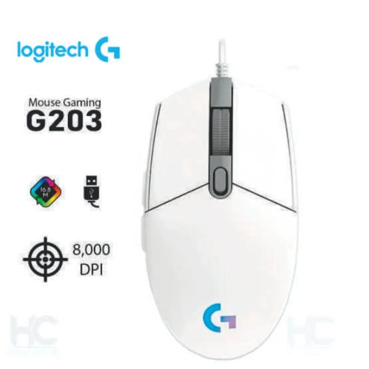 MOUSE LOGITECH G203 WHITE RGB - 1
