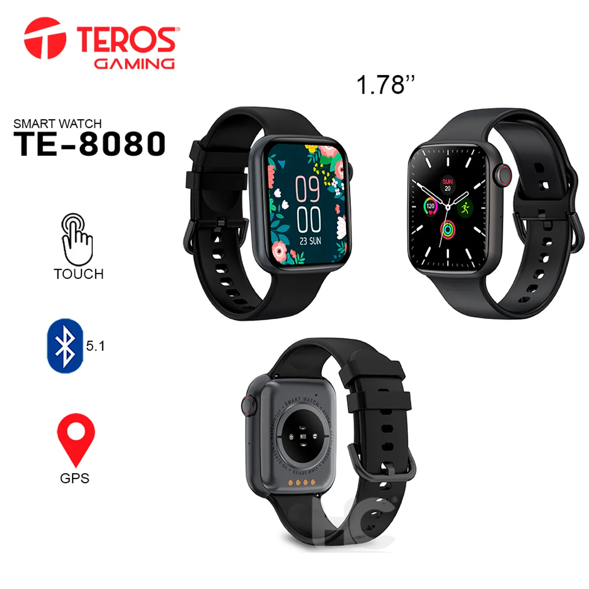 SMARTWATCH TEROS TE-8080 NEGRO BLUETOOH GPS - 1
