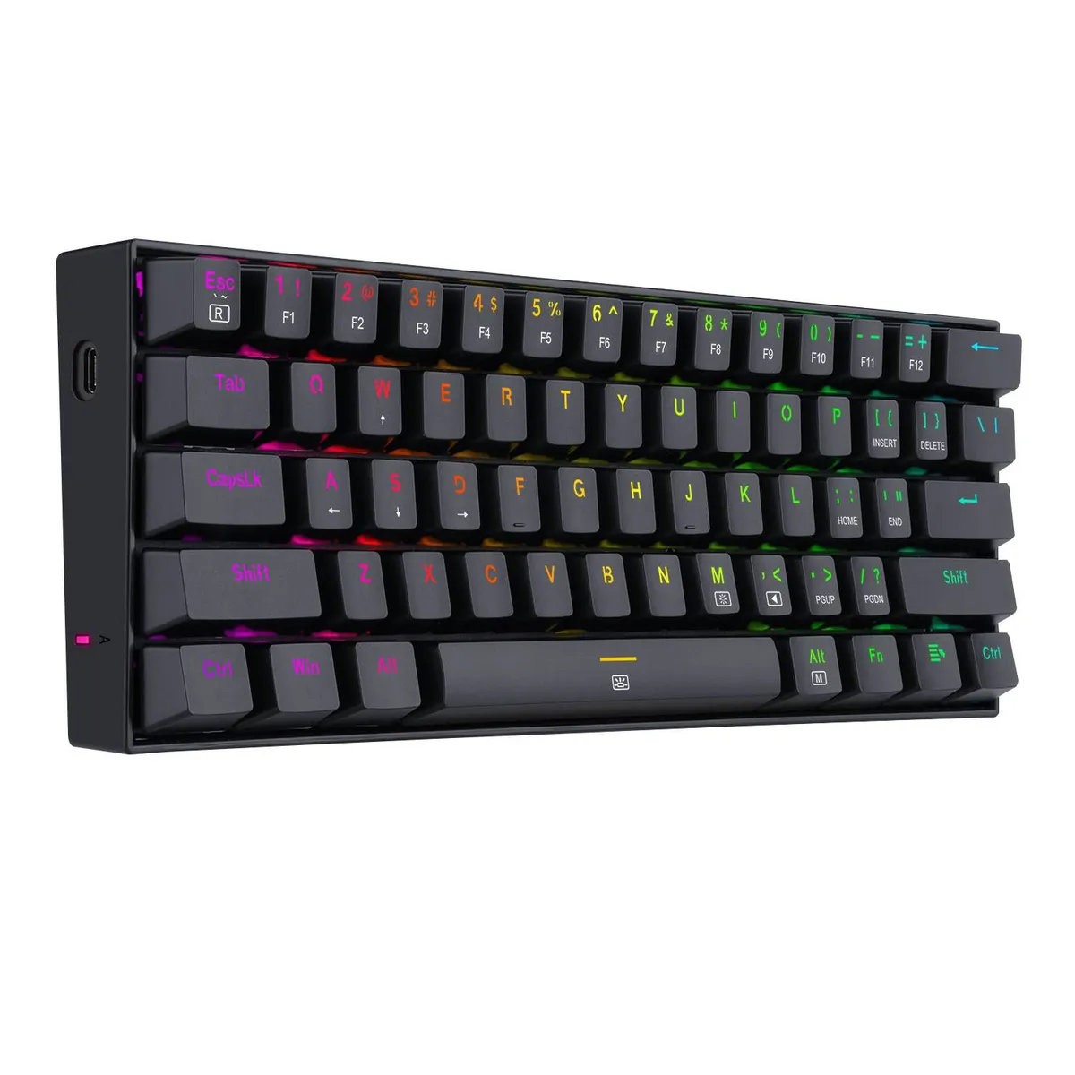 TECLADO MECÁNICO REDRAGON DRAGONBORN K630W RGB 60 SWITCH RED - BLACK - 3