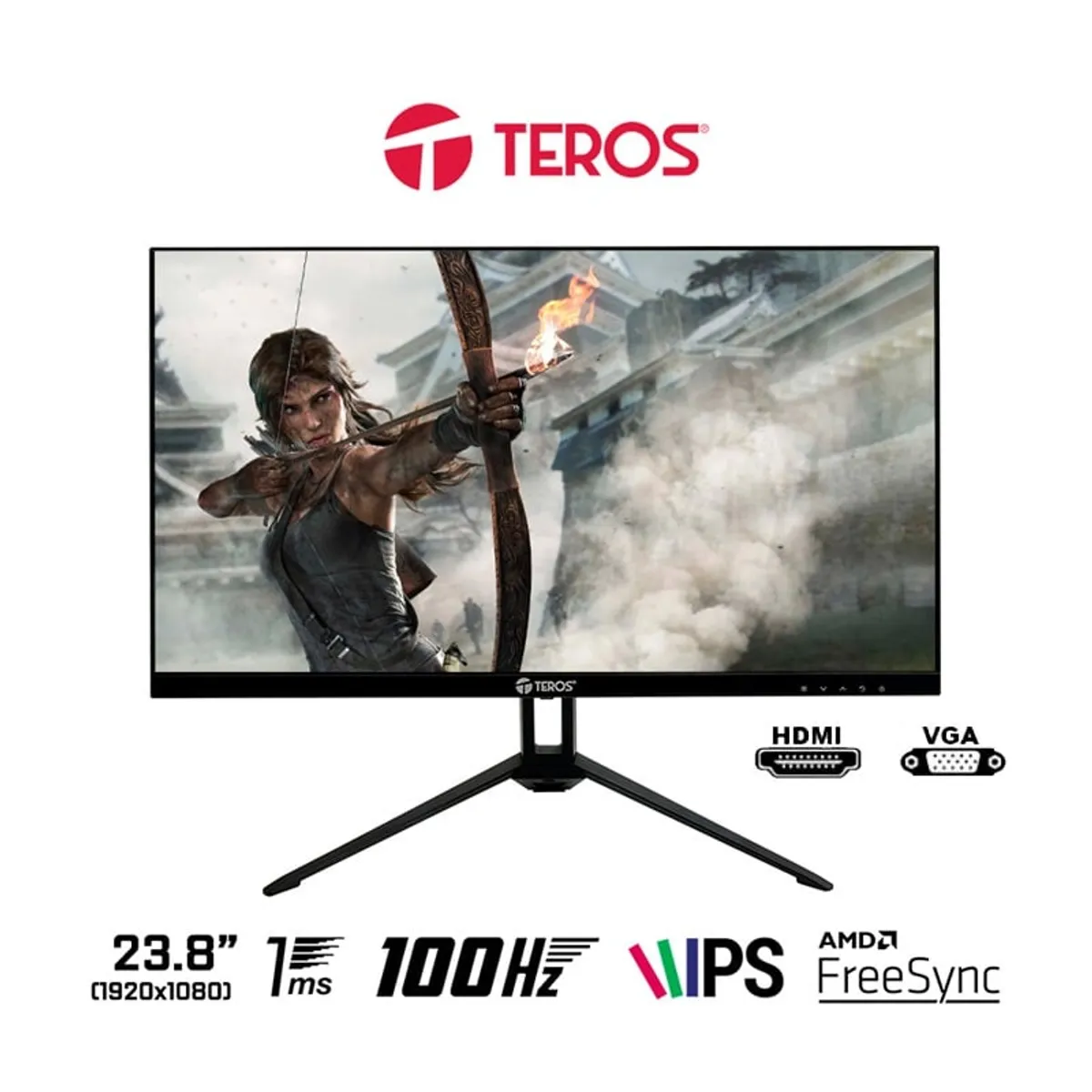 MONITOR GAMER TEROS TE2412S 24 FULL HD 100HZ 1MS PLANO BLACK TEROS - 1