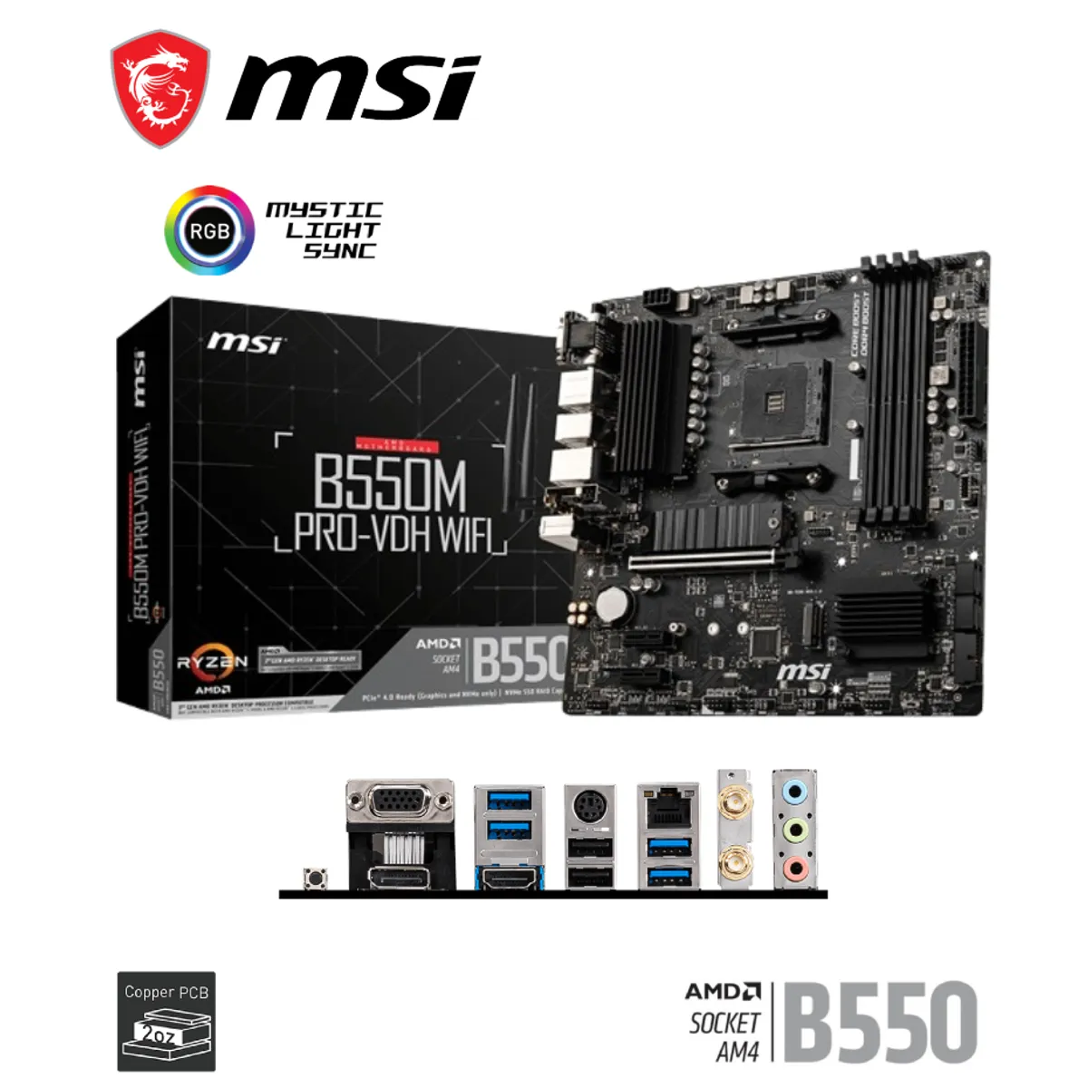 MOTHERBOARD MSI B550M PRO-VDH WIFI BLUETOOH AMD B550 AM4 SOCKET - 1