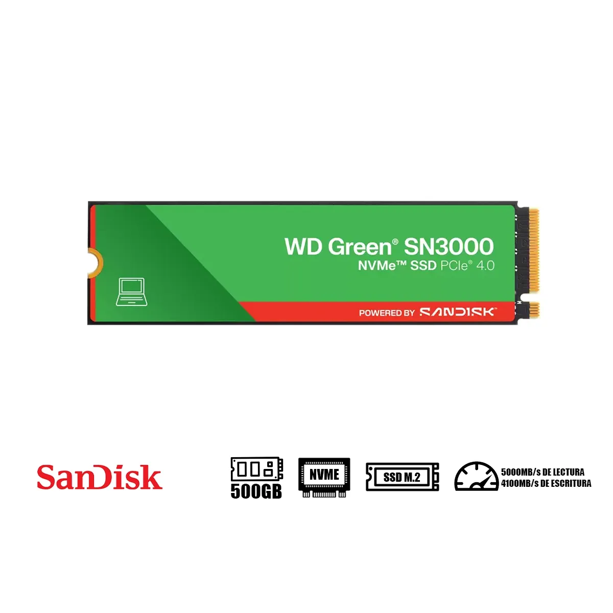 SSD M.2 WESTER DIGITAL SN350 500GB GREEN NVME PCI4 - 2
