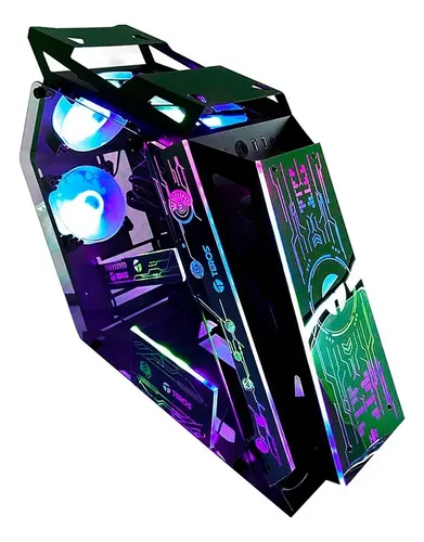 CASE GAMER TEROS TE1163N BLACK 4 FAN RGB, METAL + VIDRIO TEMPLADO (DISEÑO ROBOTICO) - 1