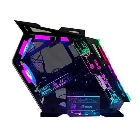 CASE GAMER TEROS TE1163N BLACK 4 FAN RGB, METAL + VIDRIO TEMPLADO (DISEÑO ROBOTICO) - 3