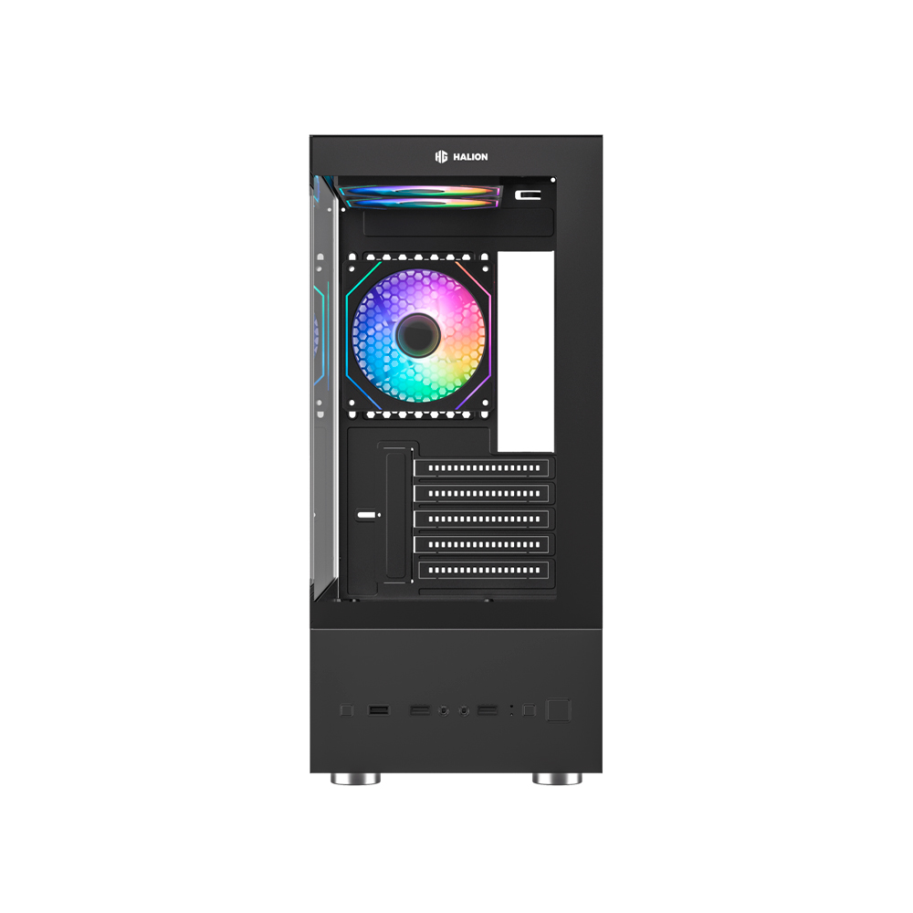 CASE HALION BUFFALO CR41, 3 FAN RGB, DISEÑO TIPO PECERA, (SIN FUENTE), COLOR NEGRO - 3