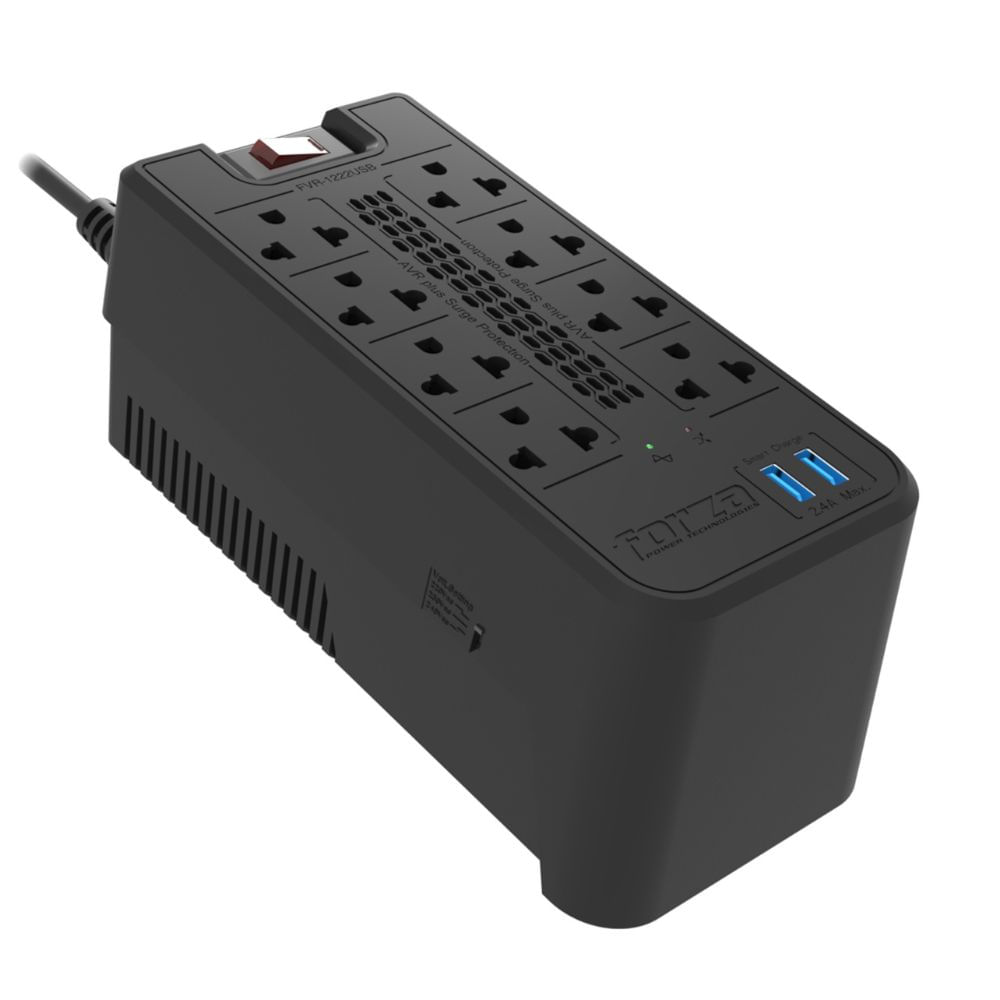 ESTABILIZADOR DE VOLTAJE FORZA FVR-1222USB 1200VA 600W COLOR NEGRO - 2