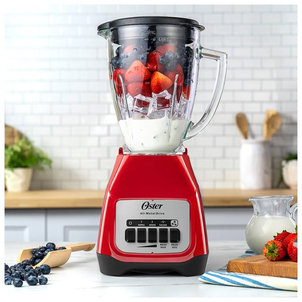 LICUADORA OSTER VASO DE VIDRIO ROJO BLSTKAG-RPB - 2