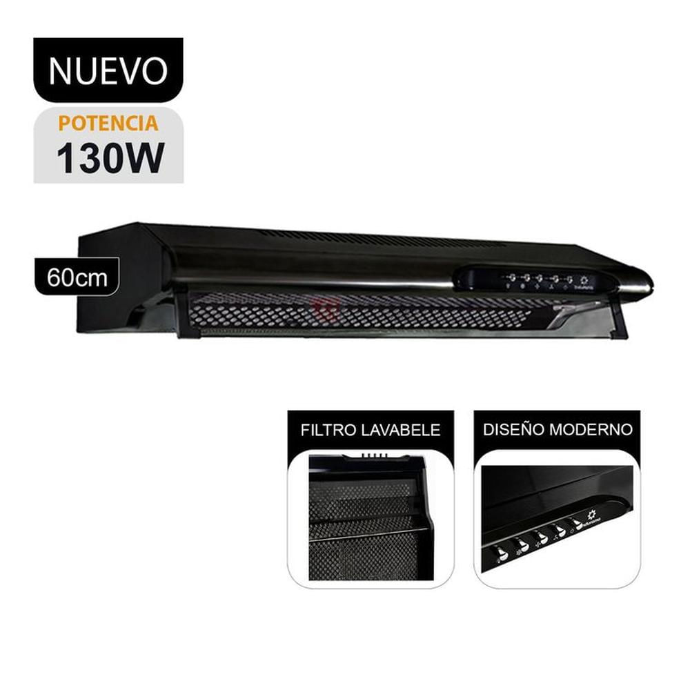 CAMPANA EXTRACTORA INDURAMA NEGRA CEI-602NE 60CM - 1