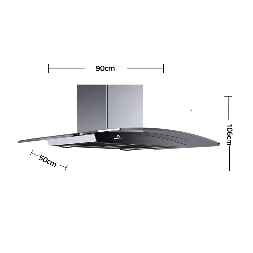 CAMPANA EXTRACTORA TIPO CHIMENEA INDURAMA CEI-90NEVC 90 CM NEGRA - 3