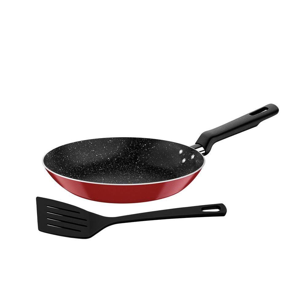 SARTÉN TRAMONTINA 26 CM ROJA ROCH-LORETO CON ESPÁTULA - 1
