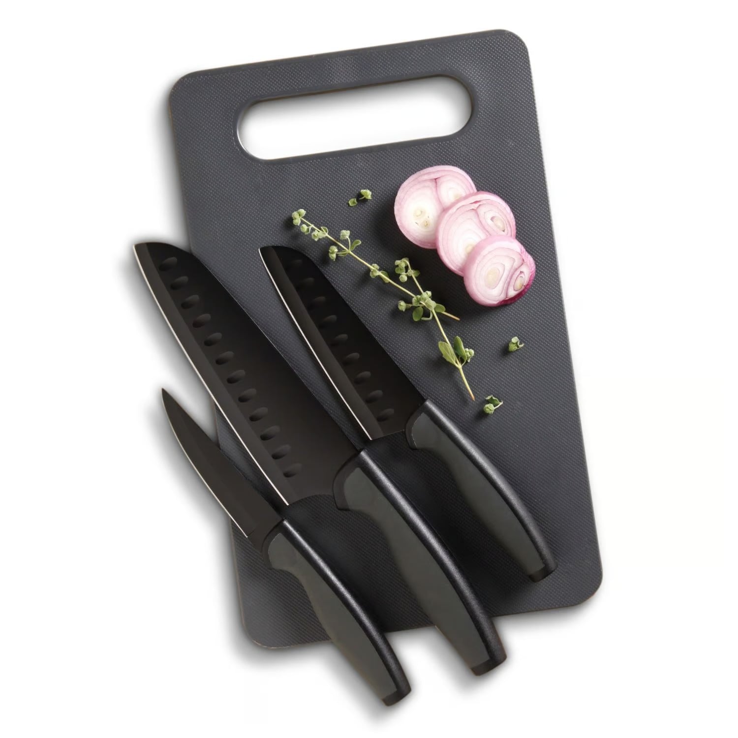 SET DE CUCHILLOS OSTER 3 PIEZAS + TABLA DE PICAR 92287-04 ACERO INOXIDABLE - 1
