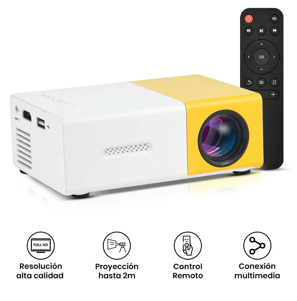 MINI PROYECTOR PORTÁTIL MULTIMEDIA LED 1080P CON CONTROL REMOTO - 1
