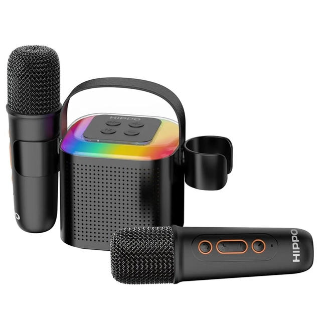PARLANTE BLUETOOTH KARAOKE HIPPO 5W CON 2 MICRÓFONOS Y USB TIPO-C - 1