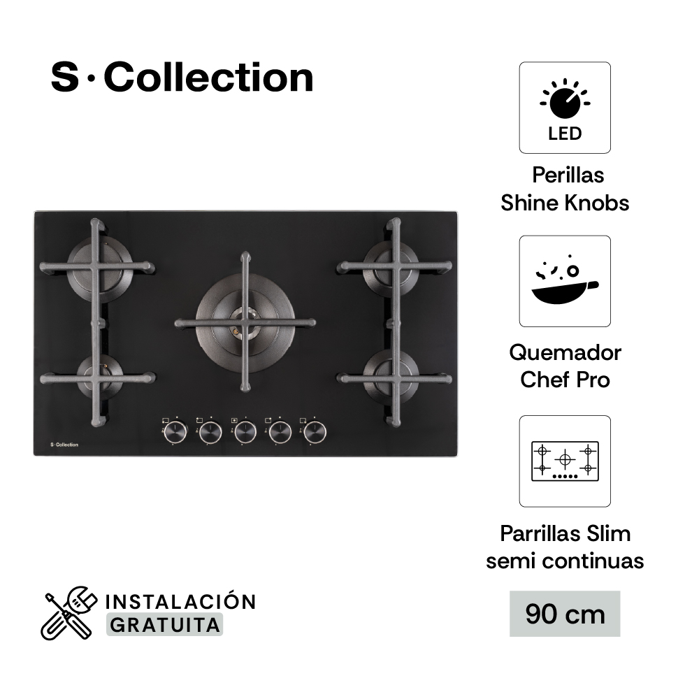 ENCIMERA PUREBLACK GLP/GN S-COLLECTION 4 HORNILLAS 90CM SMARTCONNECTED - 1