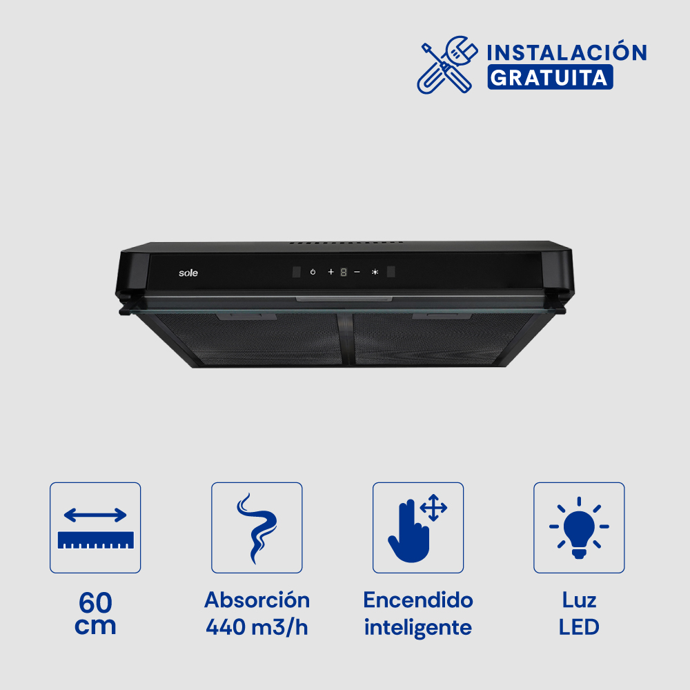 CAMPANA EXTRACTORA SOLE 60 CM TOUCH FREE GAIA - 1