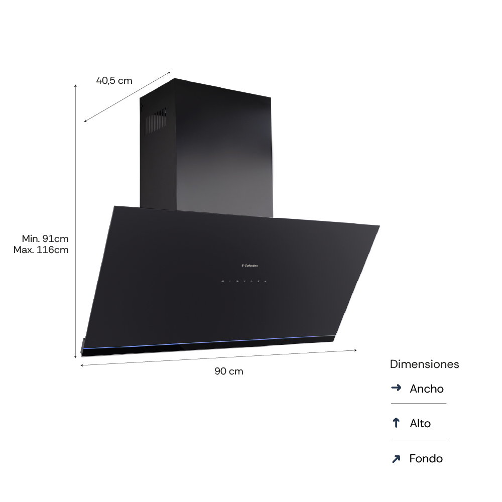 CAMPANA EXTRACTORA S-COLLECTION 90 CM SMART CONNECTED PUREBLACK - 3