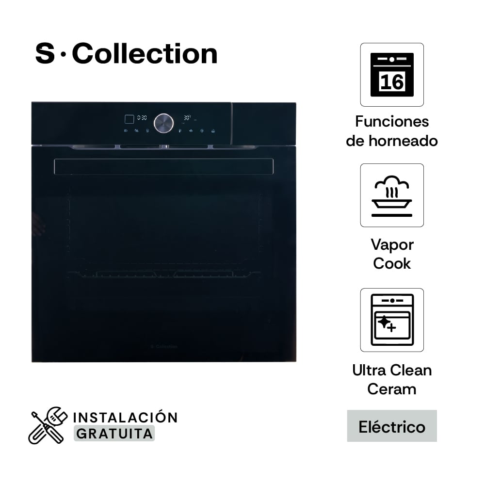 HORNO ELÉCTRICO S-COLLECTION EMPOTRABLE 75 L PUREBLACK D2 AIR FRYER Y VAPOR COOK - 1