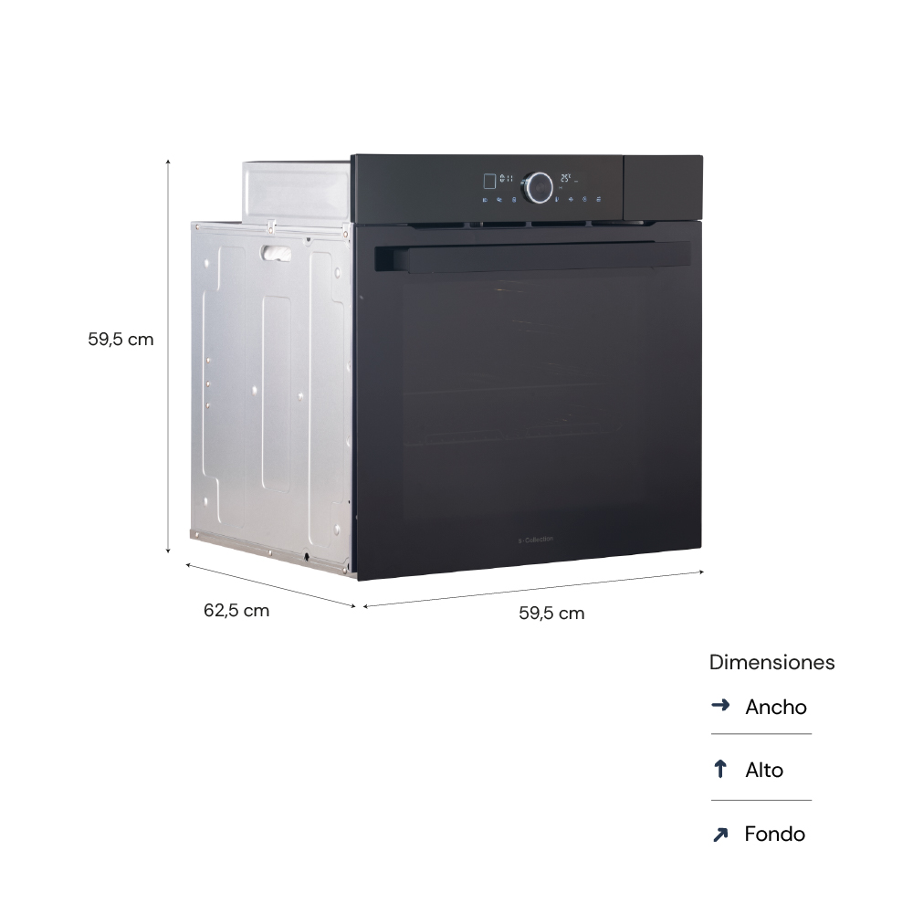 HORNO ELÉCTRICO S-COLLECTION EMPOTRABLE 75 L PUREBLACK D2 AIR FRYER Y VAPOR COOK - 3