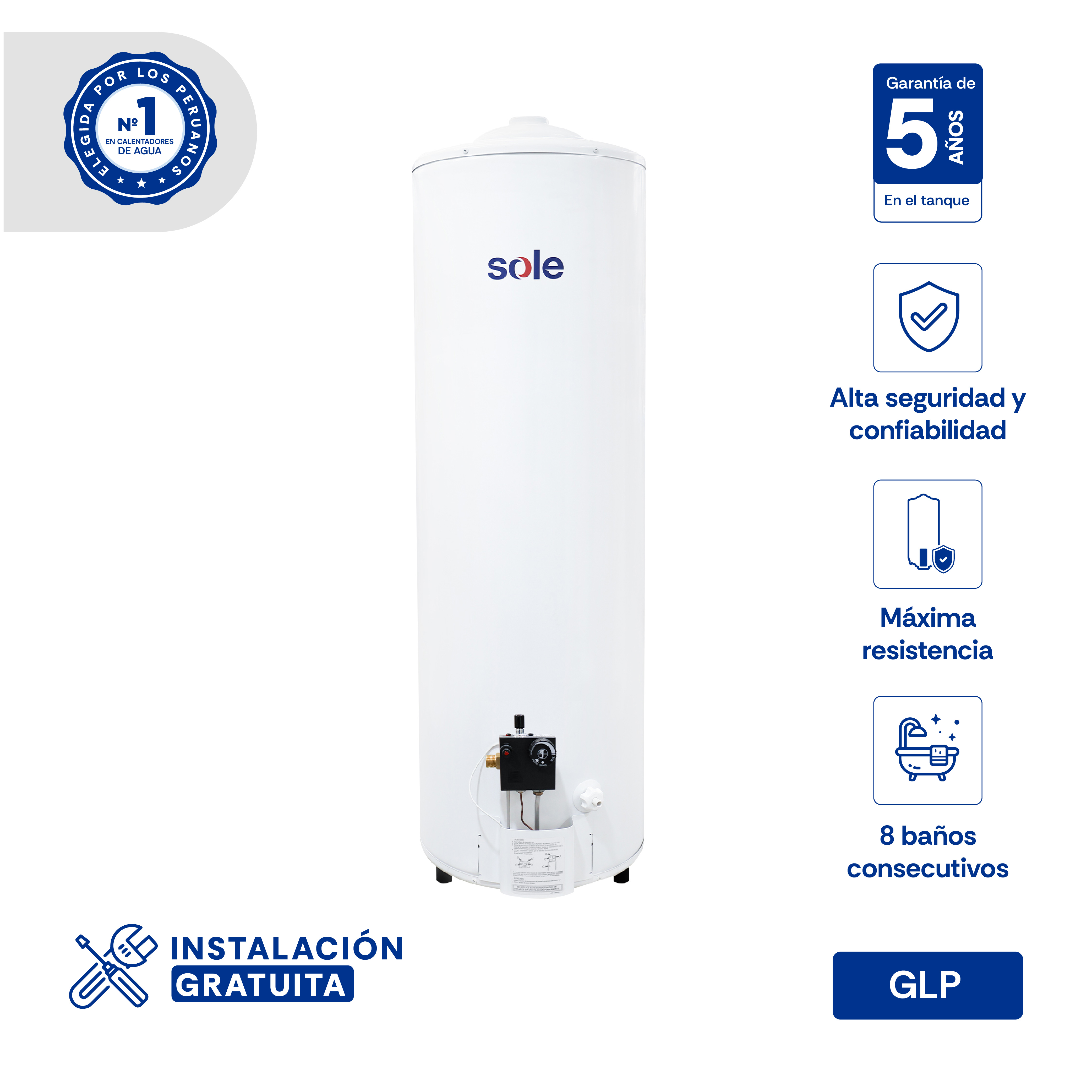 TERMOTANQUE 150 L GLP TIPO B C.ACC SOLE - 1