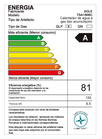 TERMOTANQUE 150 L GLP TIPO B C.ACC SOLE - 6