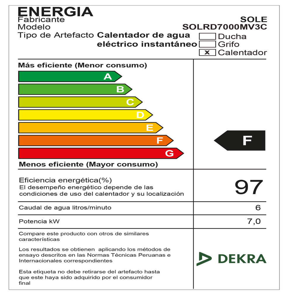 CALENTADOR DE AGUA MULTIPUNTO 7KW SOLE CON ACCESORIOS - 7