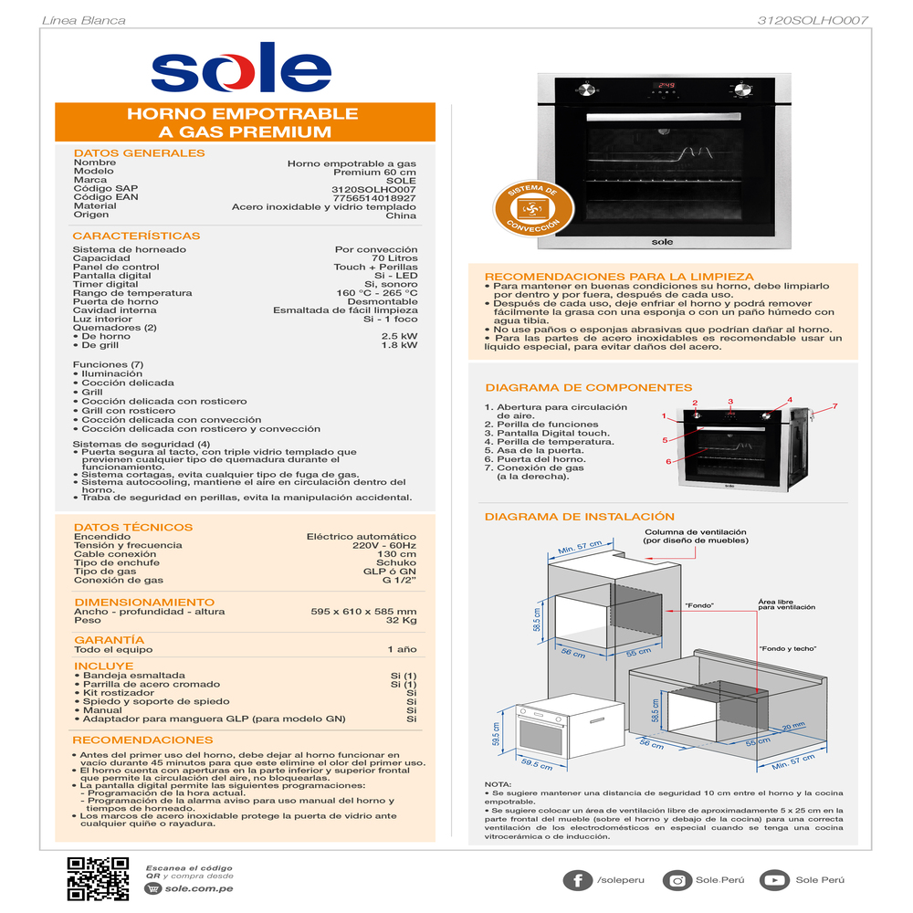 COMBO0964 SOLE ENCIMERA + CAMP EXTRACTORA + HORNO - 6