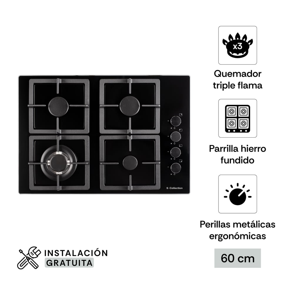 SET 1577 ENCIMERA BLACK GLASS SC + HORNO EMPOTRABLE ELÉCTRICO 56L SCOLLECTION - 3