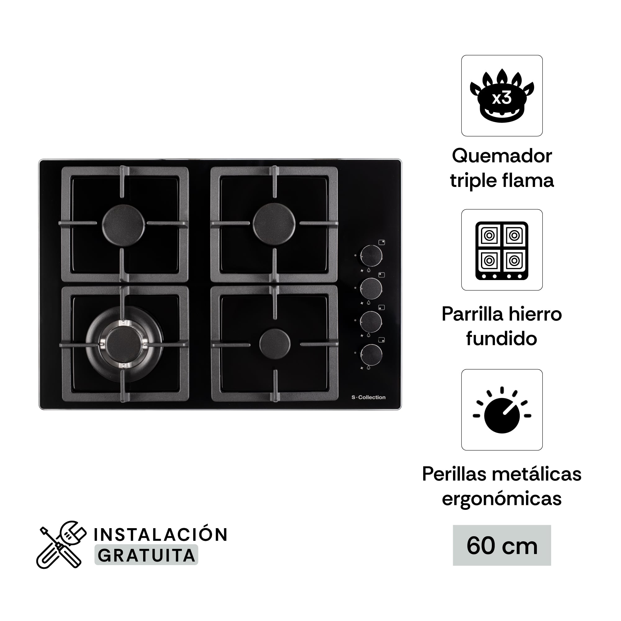 SET 1884 CAMPANA + ENCIMERA 60 CM 4 HORNILLAS - 3