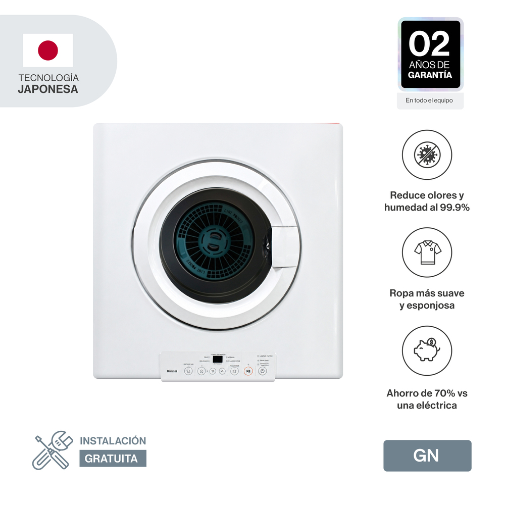 SECADORA DE ROPA RINNAI A GAS GN 10 KG - 1