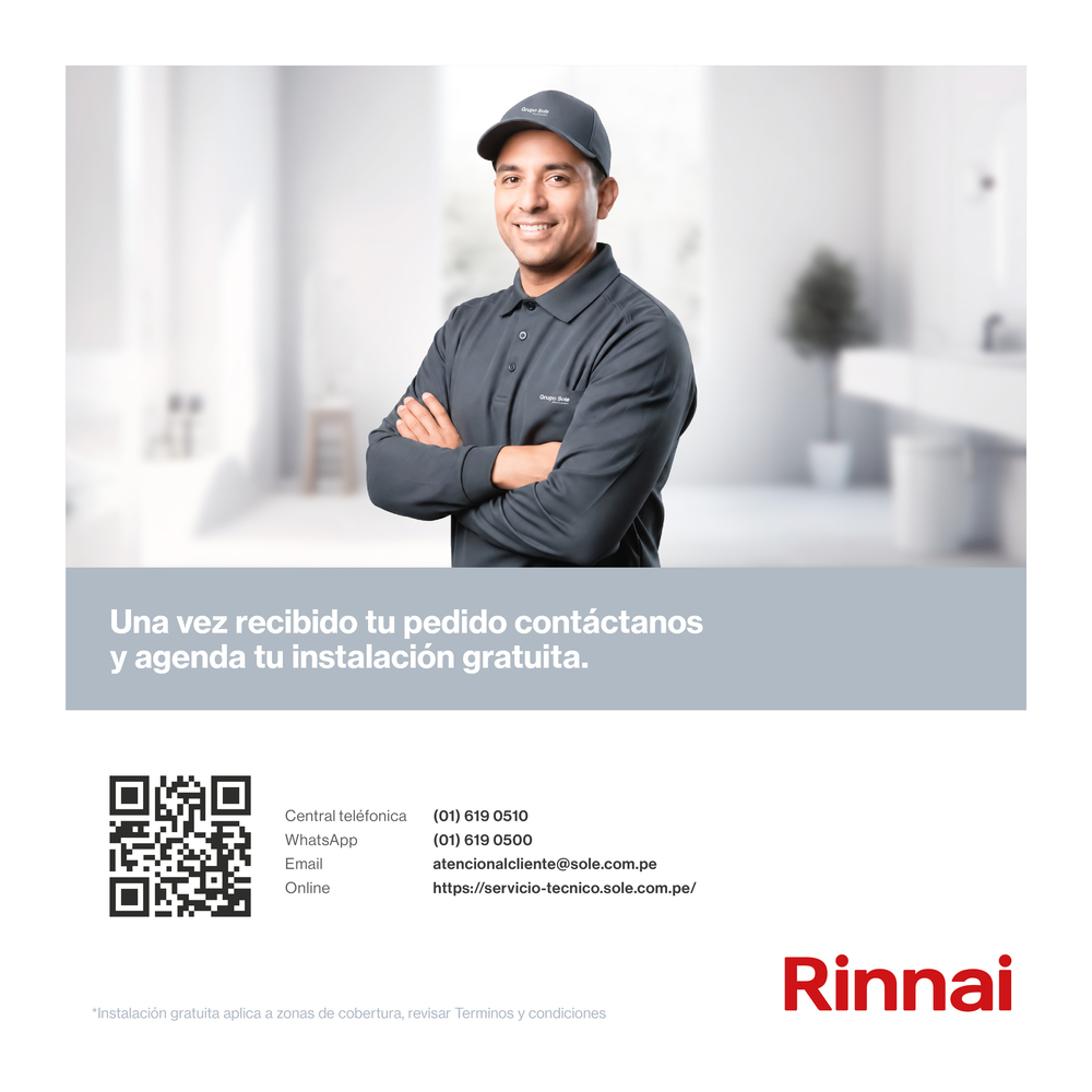 CALENTADOR A GAS GLP 17 LITROS RINNAI - 7