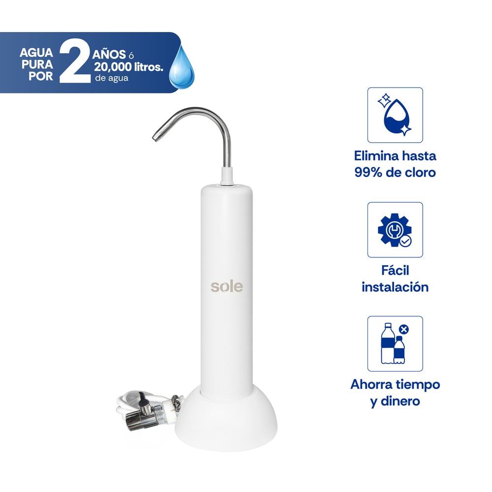 PURIFICADOR DE AGUA SOBRE LAVADERO 2 AÑOS SOLE PRESTIGE - 1