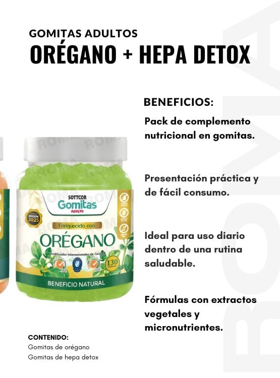 PACK 2 GOMITAS ORÉGANO + HEPA DETOX SOTTCOR - 2