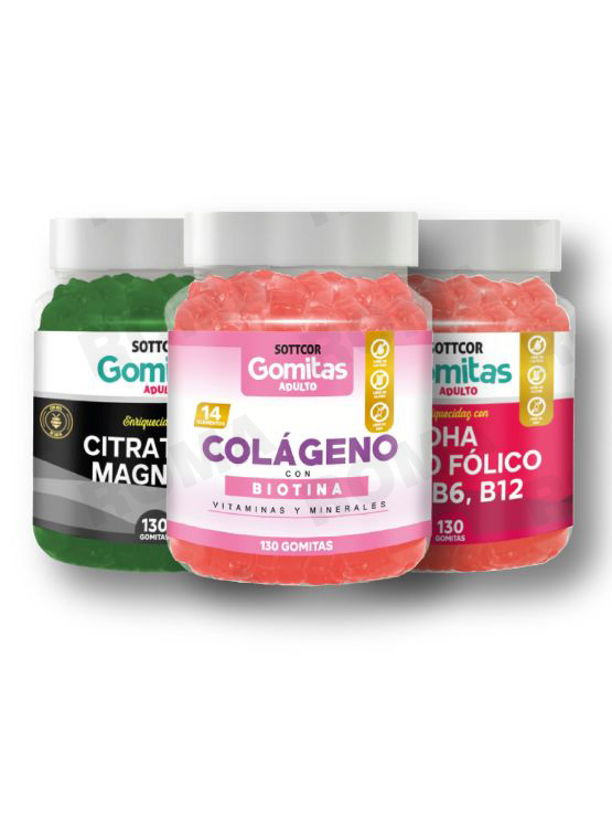 PACK GOMITAS COLAGENO, GOMITAS CITRATO DE MAGNESIO Y GOMITAS DHA - 1