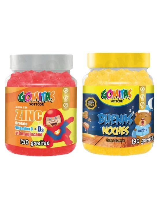 PACK 2 GOMITAS ZINC OROTATE NIÑOS 130UND + GOMITAS BUENAS NOCHES NIÑOS 130UND - 1