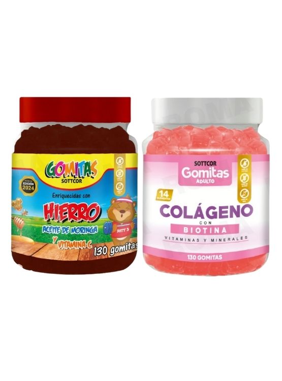 PACK 2 GOMITAS HIERRO NIÑOS  + COLAGENO ADULTOS 130 UND - 1