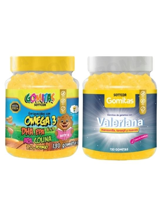 PACK 2 GOMITAS OMEGA 3 NIÑOS + GOMITAS VALERIANA ADULTOS 260 UND - 1