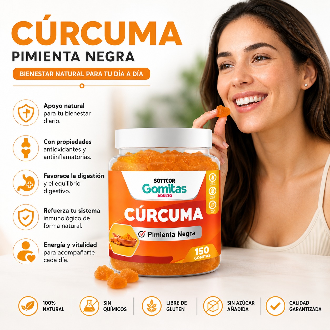 GOMITAS CÚRCUMA PARA ADULTOS 150 GOMITAS SOTTCOR LABS - 2
