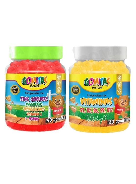 PACK 2 GOMITAS ZINC QUELADO NIÑOS + VITAMINAS PARA NIÑOS 260 UND - 1