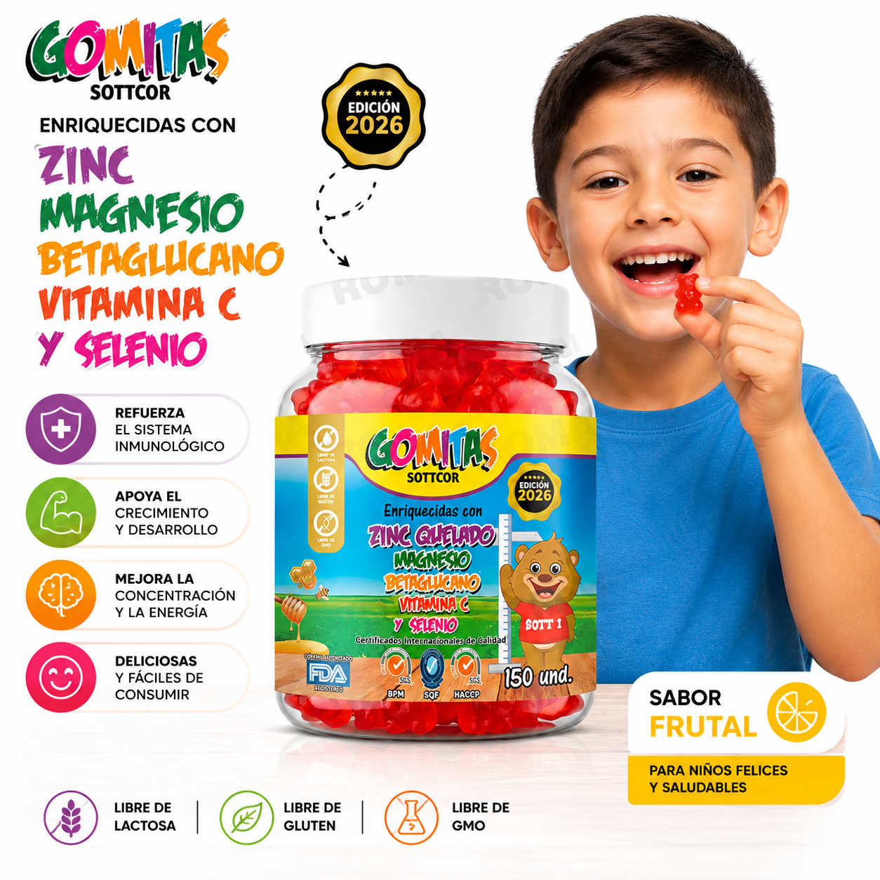 PACK 3 GOMITAS ZINC NIÑOS 450 UND SOTTCOR LABS - 2