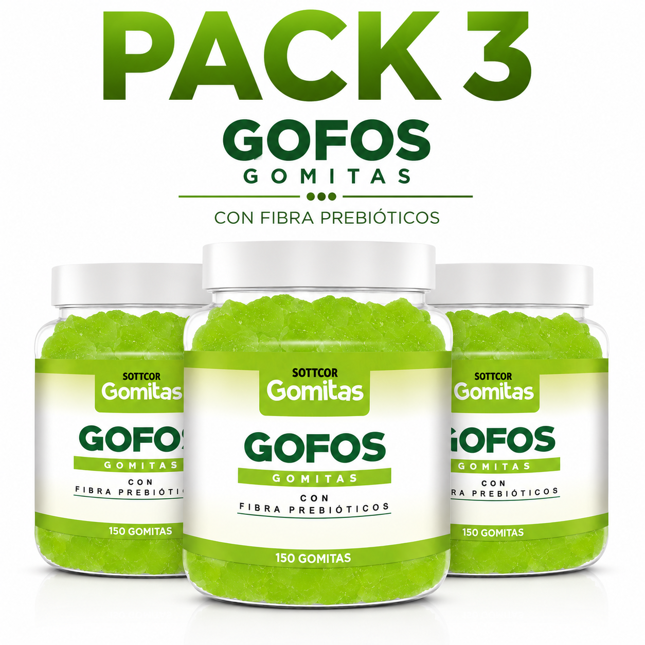PACK 3 GOMITAS GOFOS PARA ADULTOS 450 GOMITAS SOTTCOR LABS - 1