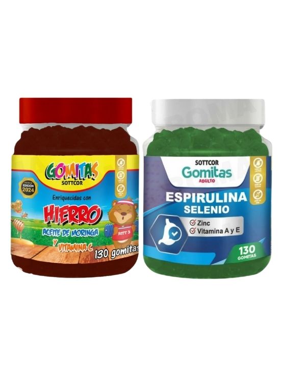 PACK 2 GOMITAS HIERRO NIÑOS + ESPIRULINA ADULTOS 260 UND - 1