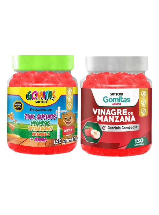 PACK 2 GOMITAS ZINC QUELADO NIÑOS + VINAGRE DE MANZANA 130 UND - 1