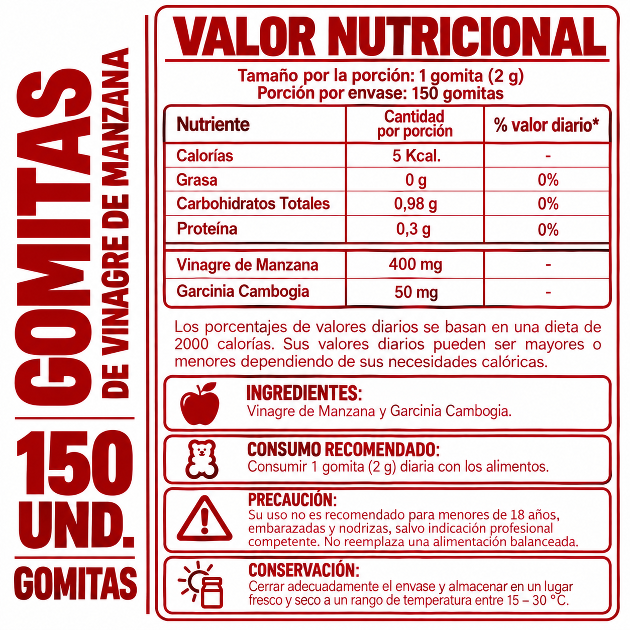 PACK 2 GOMITAS VINAGRE DE MANZANA 300 SOTTCOR LABS - 2