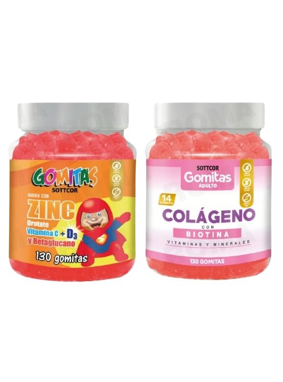 PACK 2 GOMITAS ZINC OROTATE NIÑOS 130UND + GOMITAS COLÁGENO CON BIOTINA 130UND - 1
