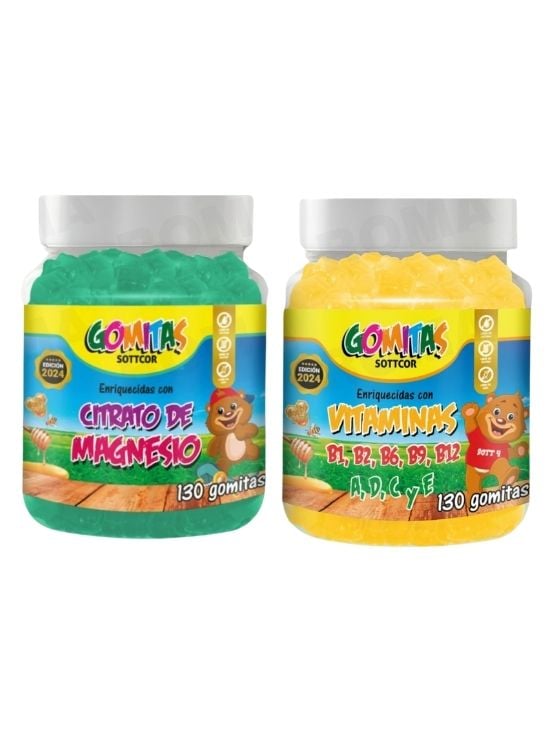 PAC 2 GOMITAS CITRATO DE MAGNESIO NIÑOS + VITAMINAS PARA NIÑOS 260 UND - 1