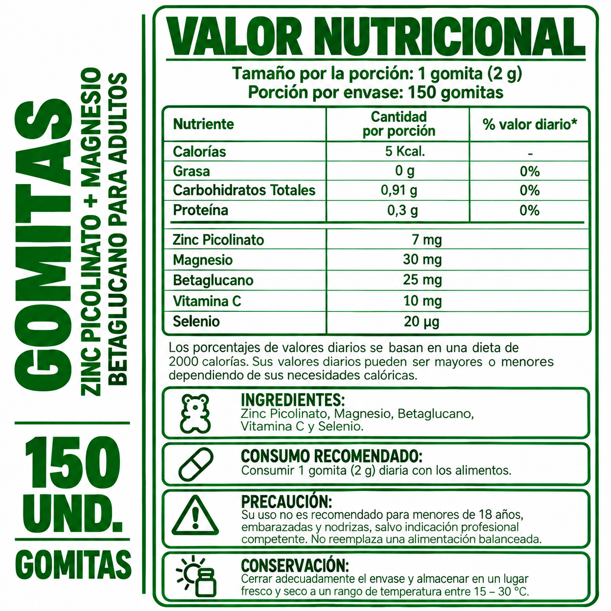 PACK 2 GOMITAS ZINC PARA ADULTOS 300 GOMITAS SOTTCOR LABS - 2
